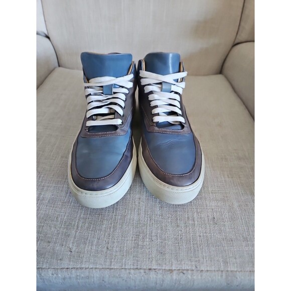 Ace Marks Men\'s 8 Navy and Blue Sneakers High-Top Beautiful Italian Leather main image 10
